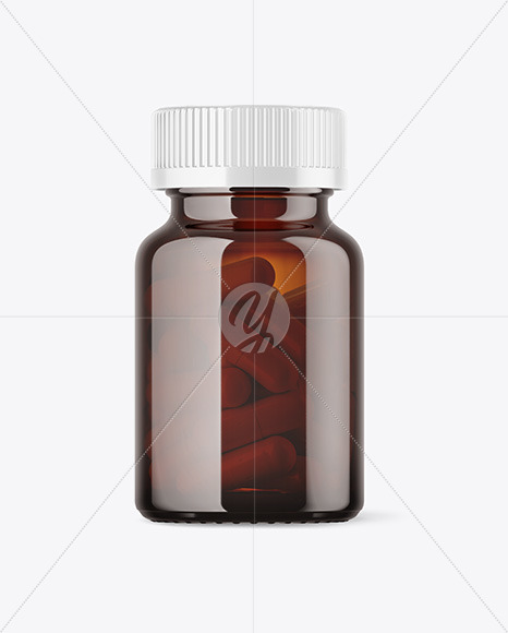 Amber Pills Bottle Mockup