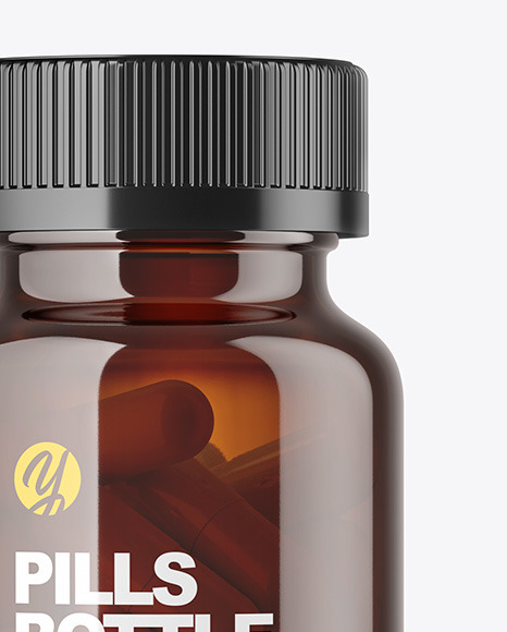 Amber Pills Bottle Mockup