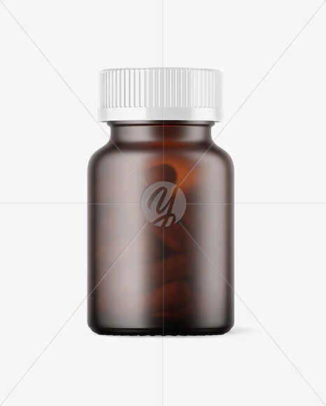 Frosted Amber Pills Bottle Mockup