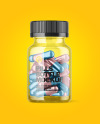 Clear Bottle with Metallized Pills Mockup