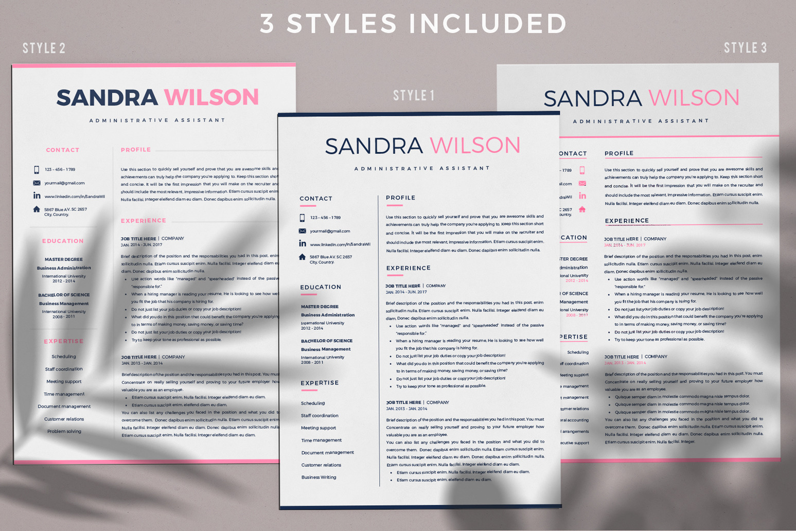 Resume Template Creative for MS Word (docx) and iWork Pages. 2 and 3 Page Resume, CV + Cover Letter