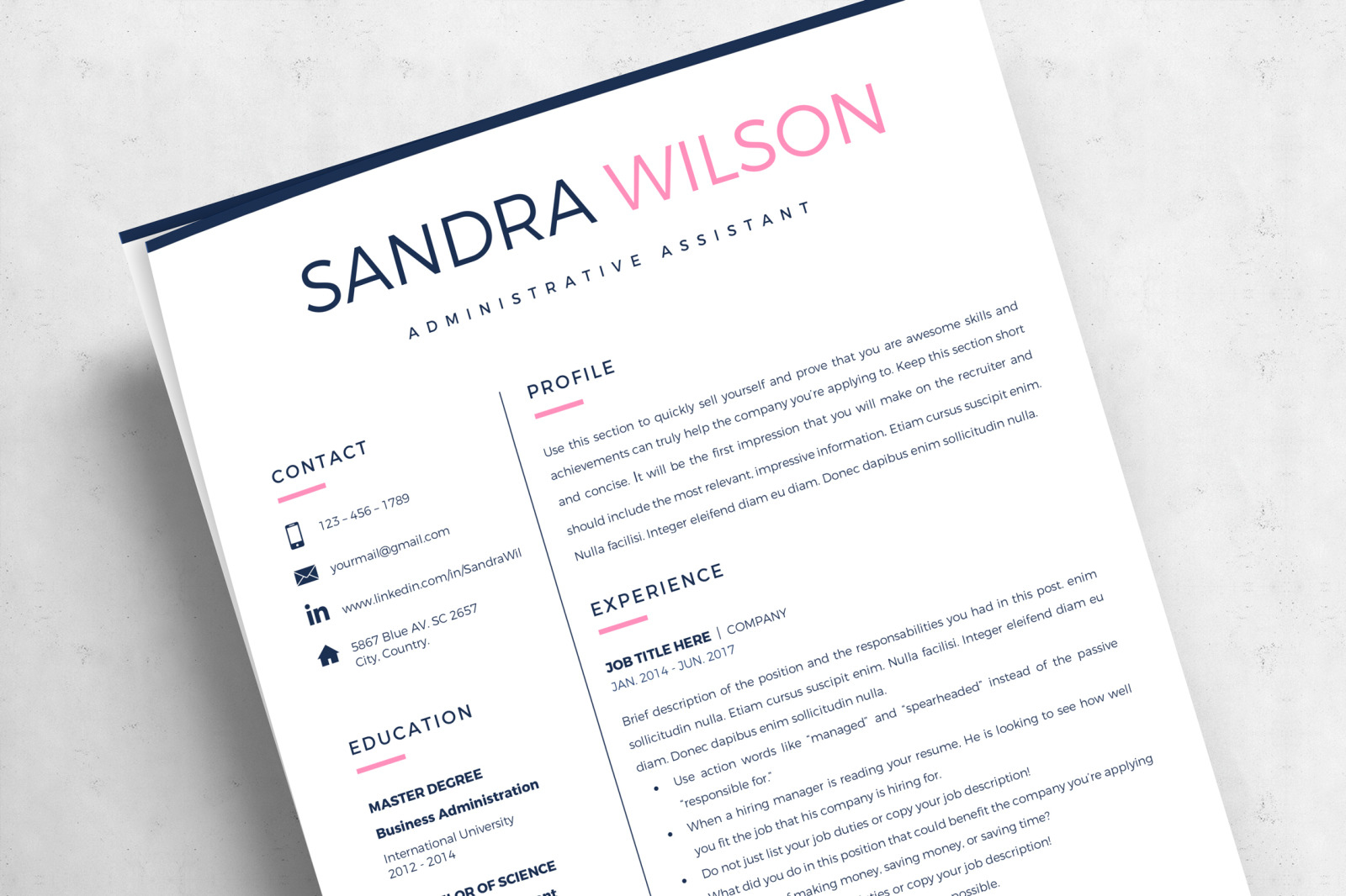 Resume Template Creative for MS Word (docx) and iWork Pages. 2 and 3 Page Resume, CV + Cover Letter