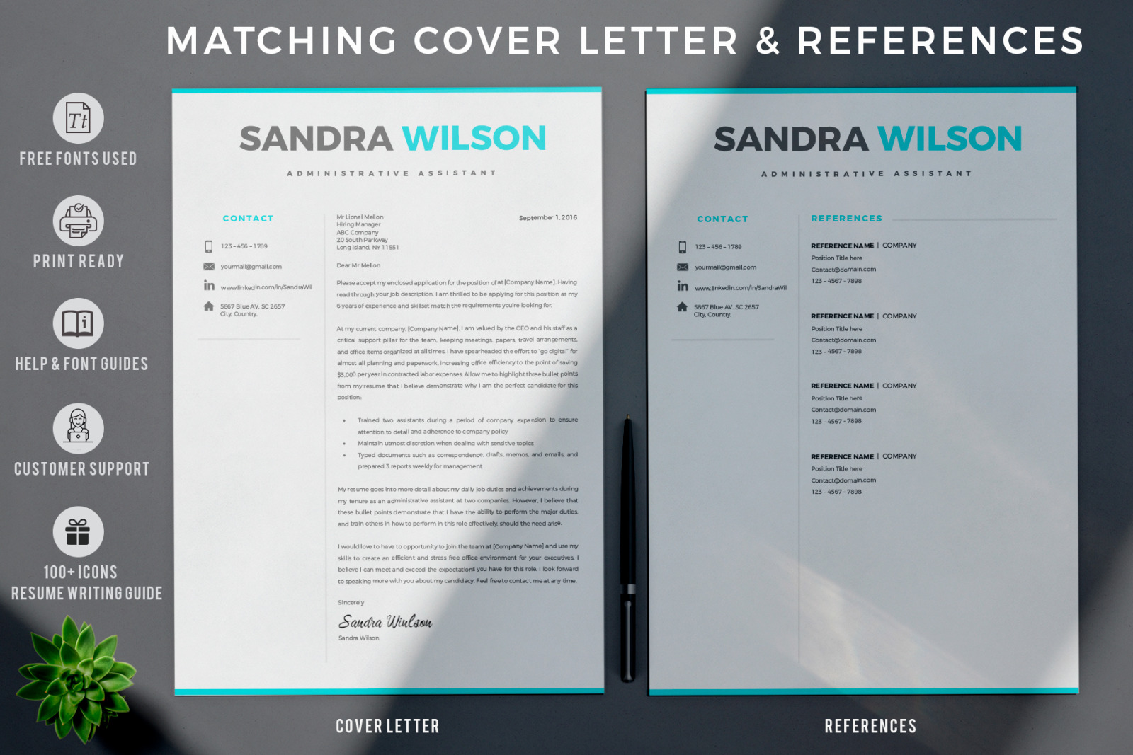 2 & 3 Page Resume Template Bundle + Matching Cover Letter + References + social icon set. 2 & 3 Page Resume Template Bundle + Matching Cover Letter + References + social icon set.