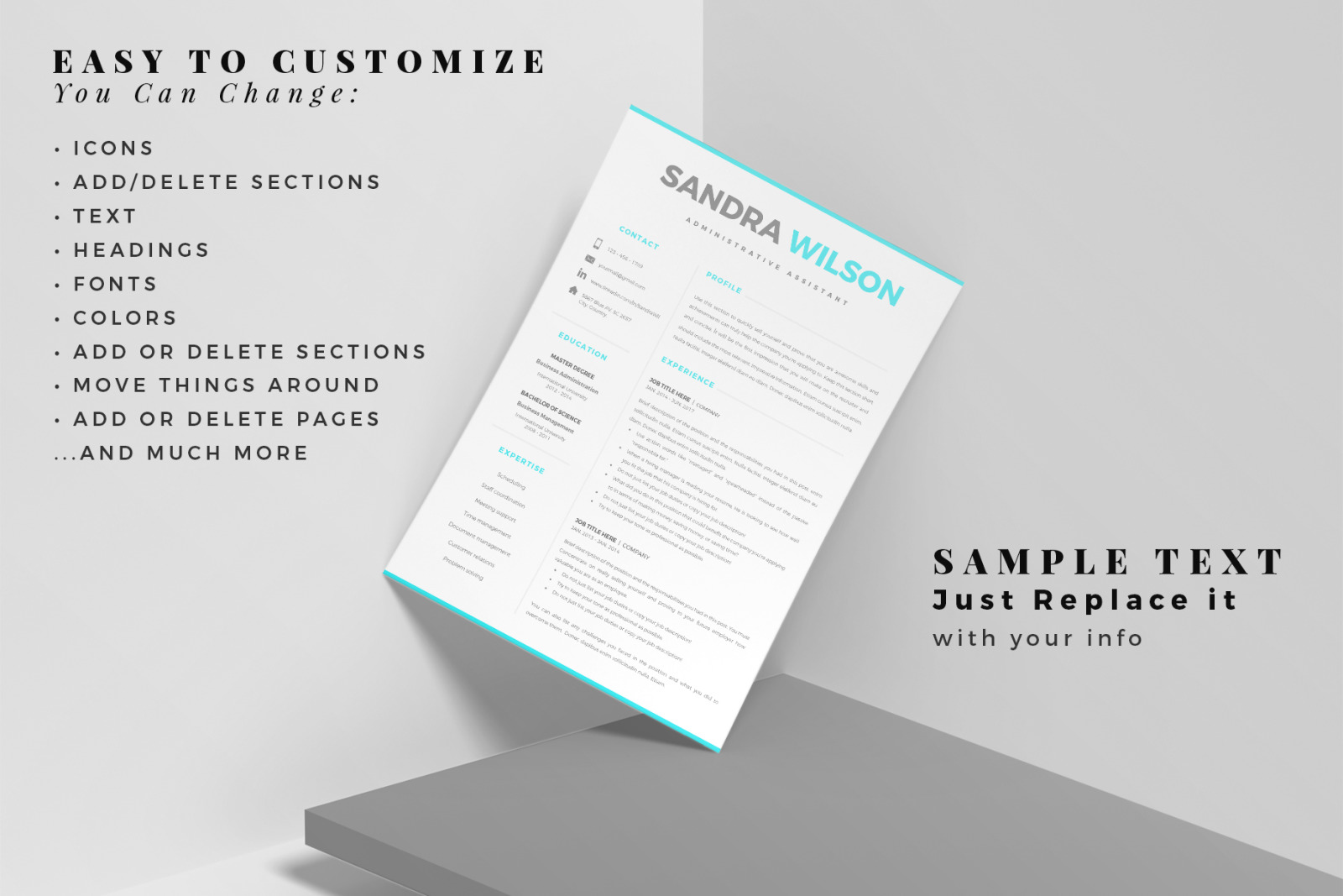 2 &amp; 3 Page Resume Template Bundle + Matching Cover Letter + References + social icon set.