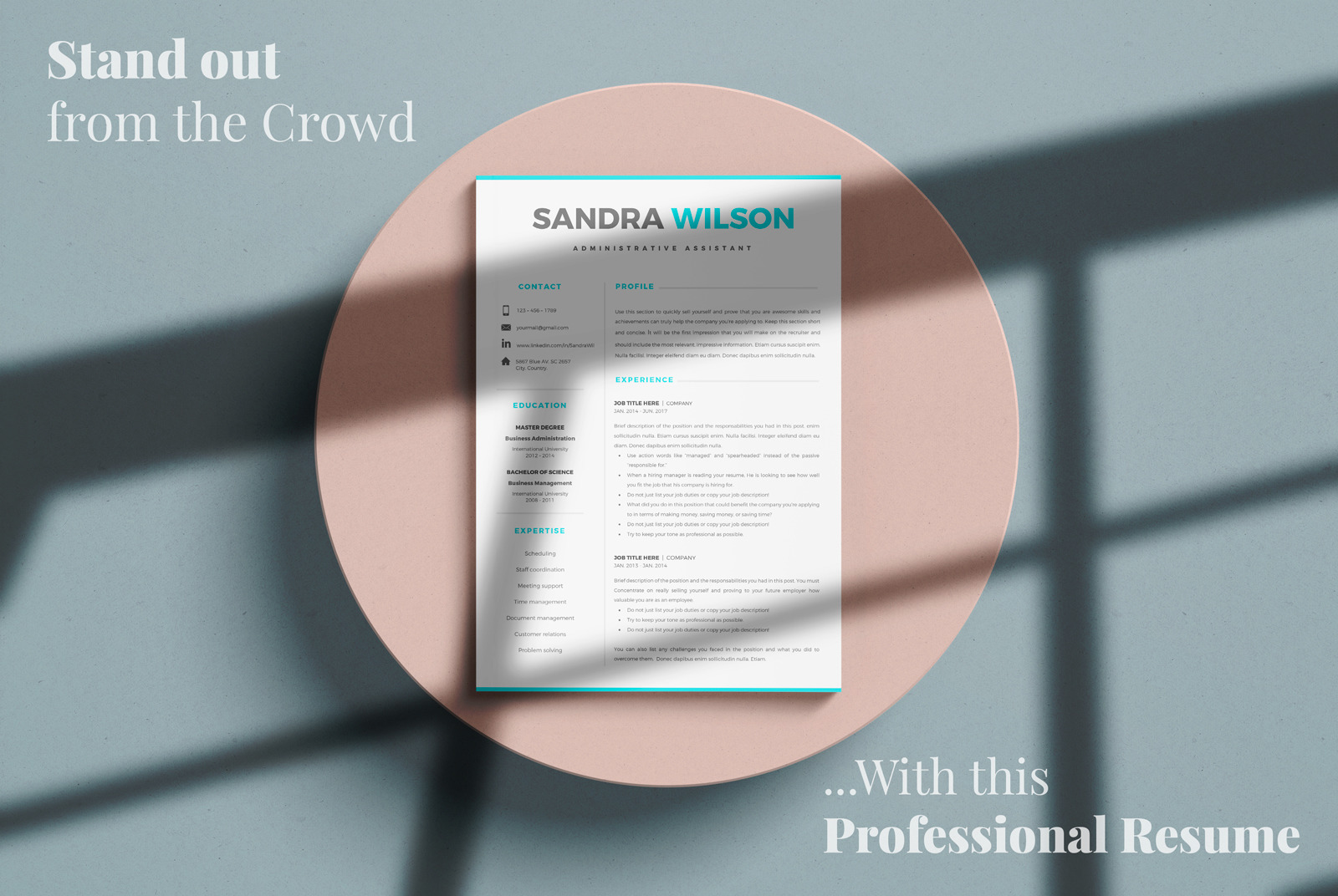 2 &amp; 3 Page Resume Template Bundle + Matching Cover Letter + References + social icon set.