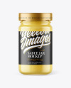 Clear Glass Jar with Mustard Sauce Mockup