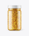 Clear Glass Jar with Wholegrain Mustard Sauce Mockup