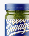 Clear Glass Jar with Pesto Sauce Mockup