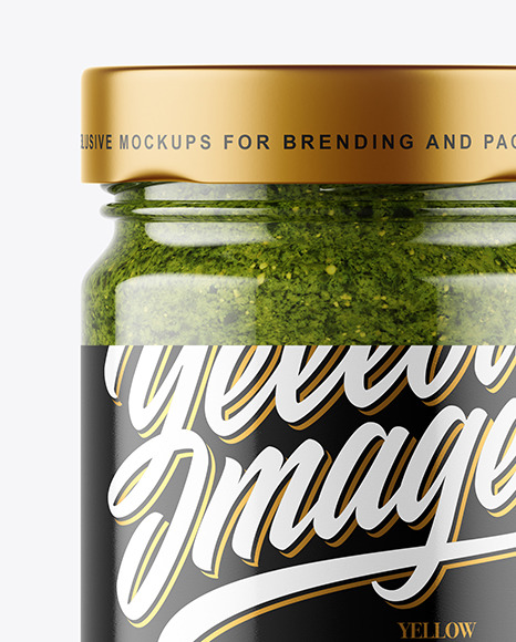 Clear Glass Jar with Pesto Sauce Mockup