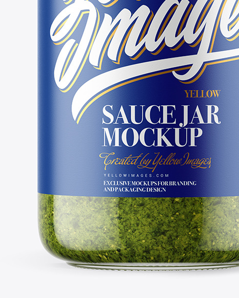 Clear Glass Jar with Pesto Sauce Mockup