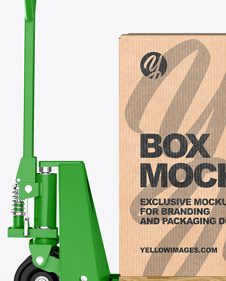 Hand Pallet Truck & Kraft Box Mockup Hand Pallet Truck & Kraft Box Mockup
