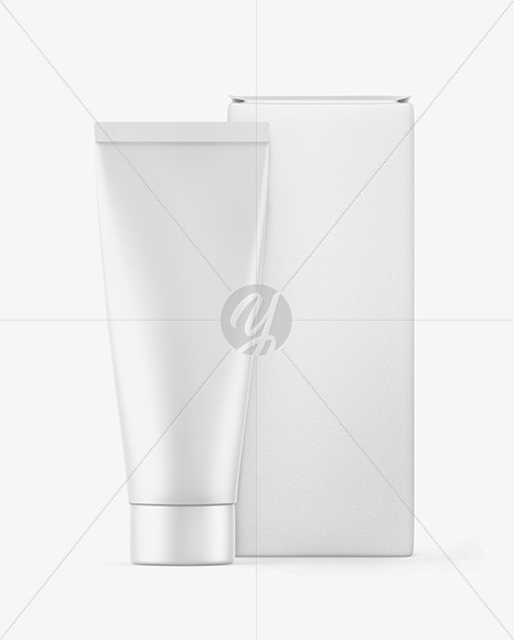 Matte Cosmetic Tube w/ Box Mockup
