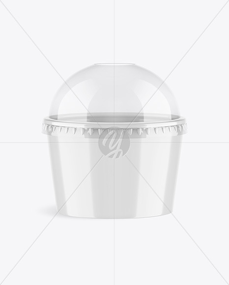 Glossy Paper Cup with Plastic Cap Mockup