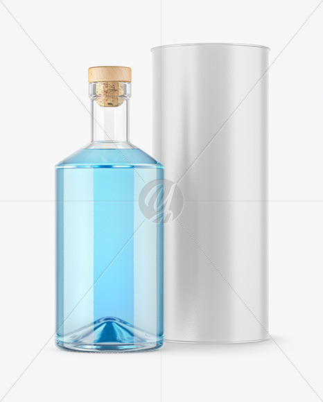 Clear Glass Gin Bottle with Tube Mockup