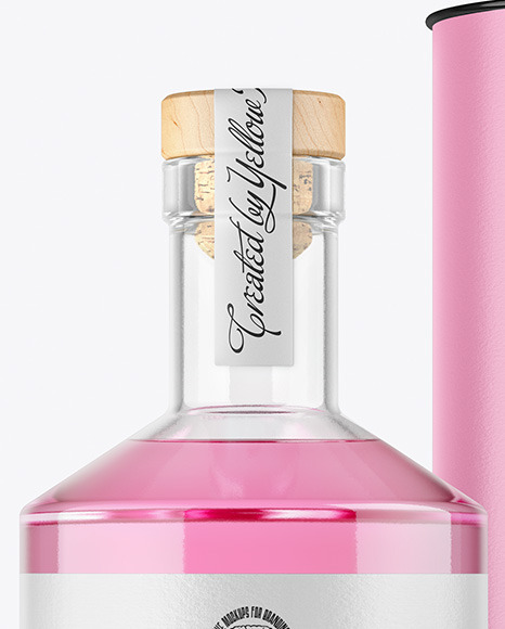 Clear Glass Gin Bottle with Tube Mockup