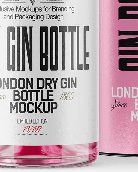 Clear Glass Gin Bottle with Tube Mockup