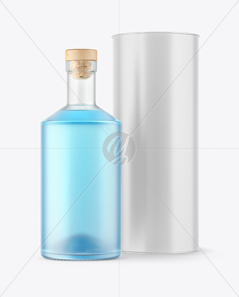 Frosted Glass Gin Bottle with Tube Mockup