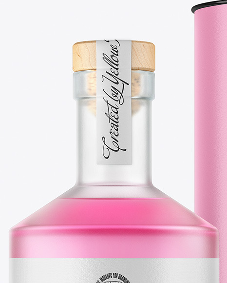 Frosted Glass Gin Bottle with Tube Mockup