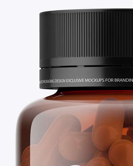 Amber Bottle With Pills Mockup