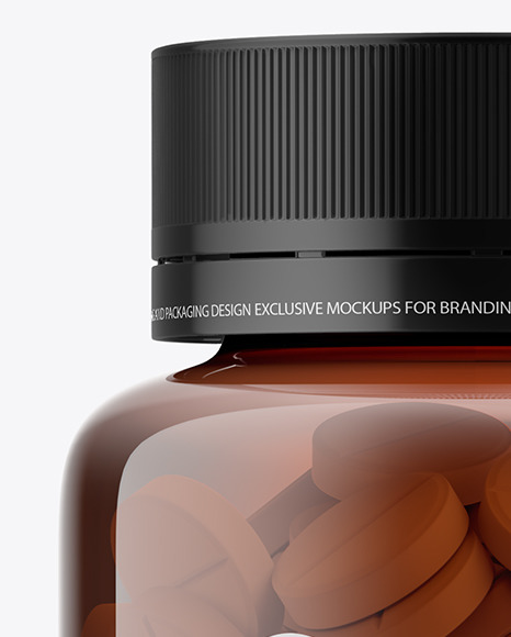 Amber Bottle With Pills Mockup