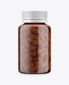 Amber Bottle With Pills Mockup