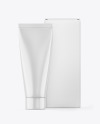 Glossy Cosmetic Tube w/ Box Mockup