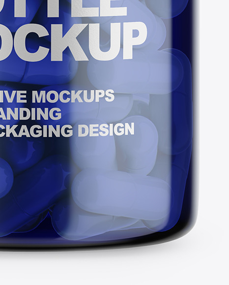 Blue Bottle With Pills Mockup