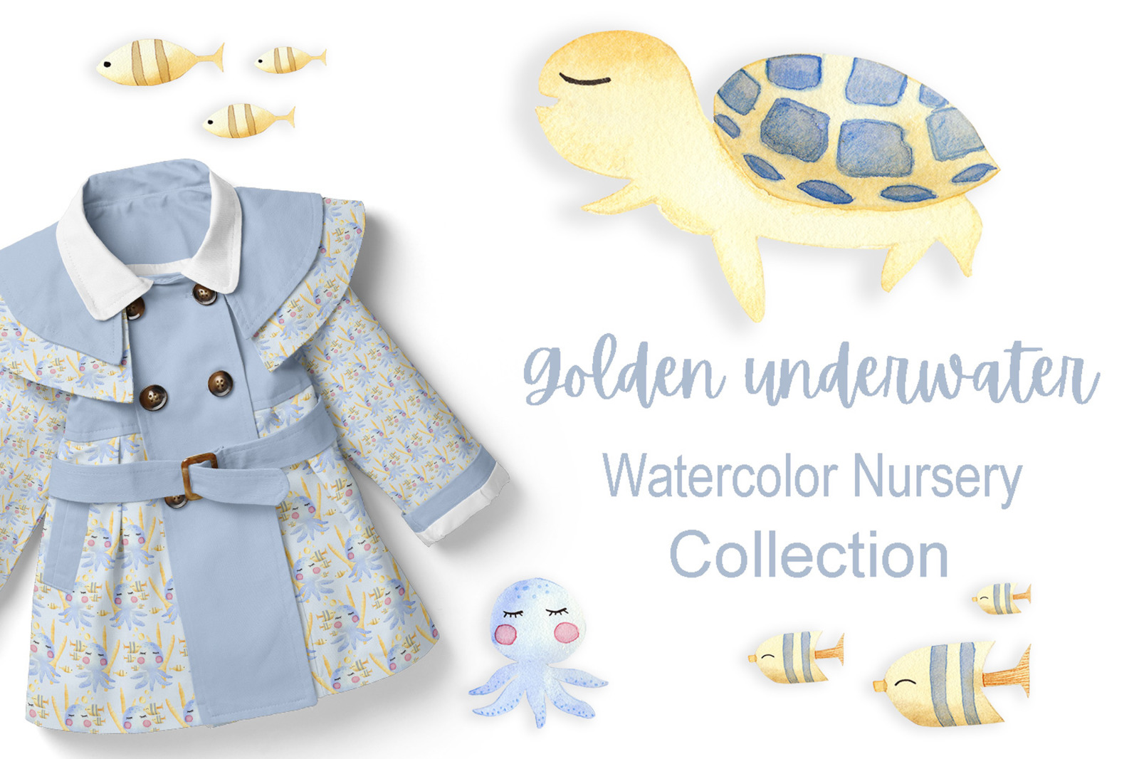 Golden Underwater - Watercolor Nursery Collection Golden Underwater - Watercolor Nursery Collection