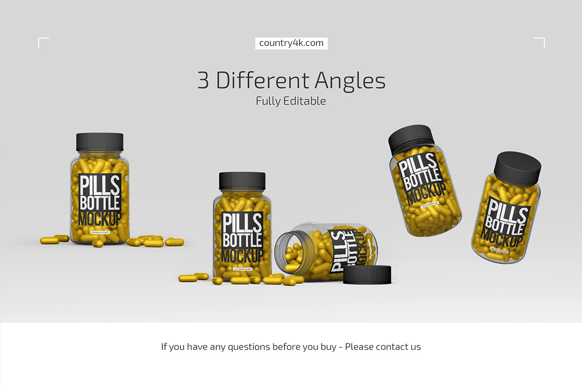 Clear Pills Bottle Mockup Set Clear Pills Bottle Mockup Set