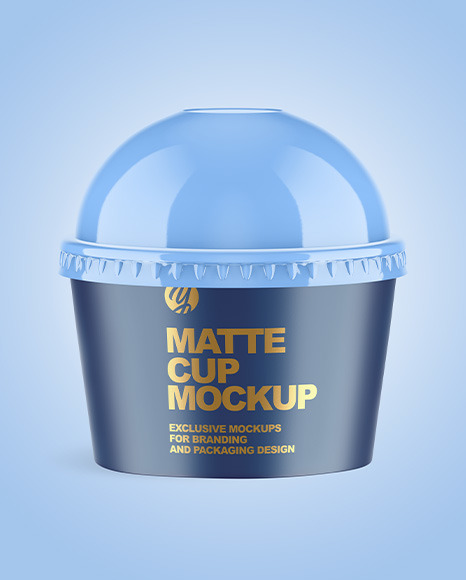 Matte Paper Cup with Plastic Cap Mockup