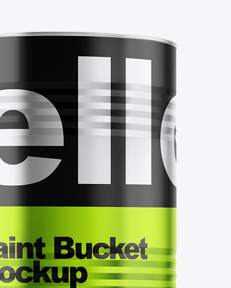 Metallic Paint Bucket in Hand Mockup - Front View