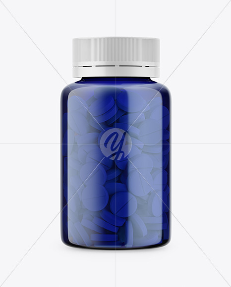 Blue Bottle With Pills Mockup