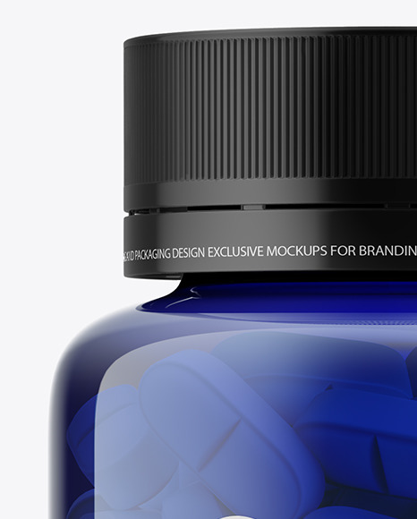 Blue Bottle With Pills Mockup