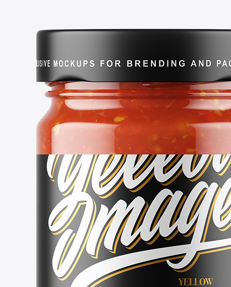 Clear Glass Jar with Sweet & Sour Sauce Mockup