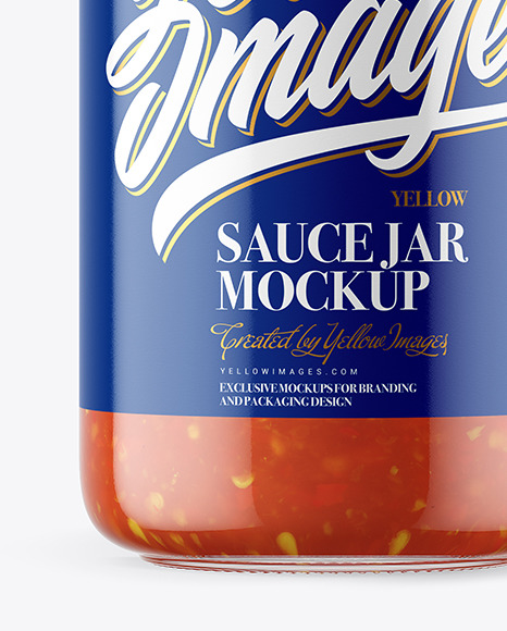 Clear Glass Jar with Sweet & Sour Sauce Mockup