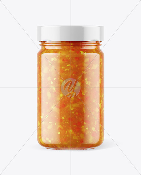 Clear Glass Jar with Sweet &amp; Sour Sauce Mockup