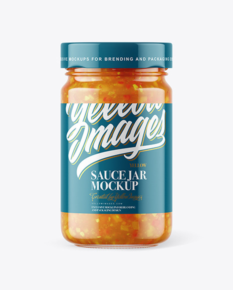 Clear Glass Jar with Sweet &amp; Sour Sauce Mockup