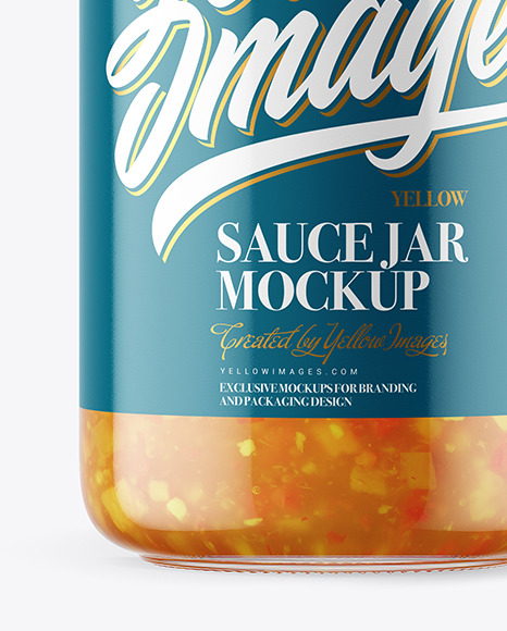 Clear Glass Jar with Sweet &amp; Sour Sauce Mockup