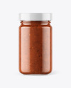 Clear Glass Jar with Sweet Chili Sauce Mockup