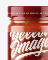 Clear Glass Jar with Taco Sauce Mockup