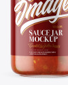 Clear Glass Jar with Taco Sauce Mockup