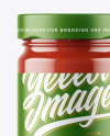 Clear Glass Jar with Tomato Sauce Mockup