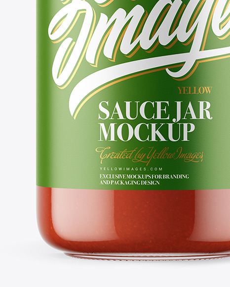 Clear Glass Jar with Tomato Sauce Mockup