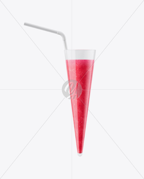 Plastic Cup w/ Berries Smoothie and Straw Mockup