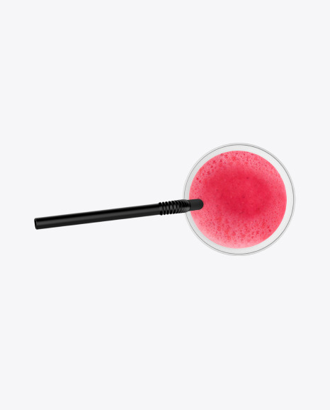 Plastic Cup w/ Berries Smoothie and Straw Mockup