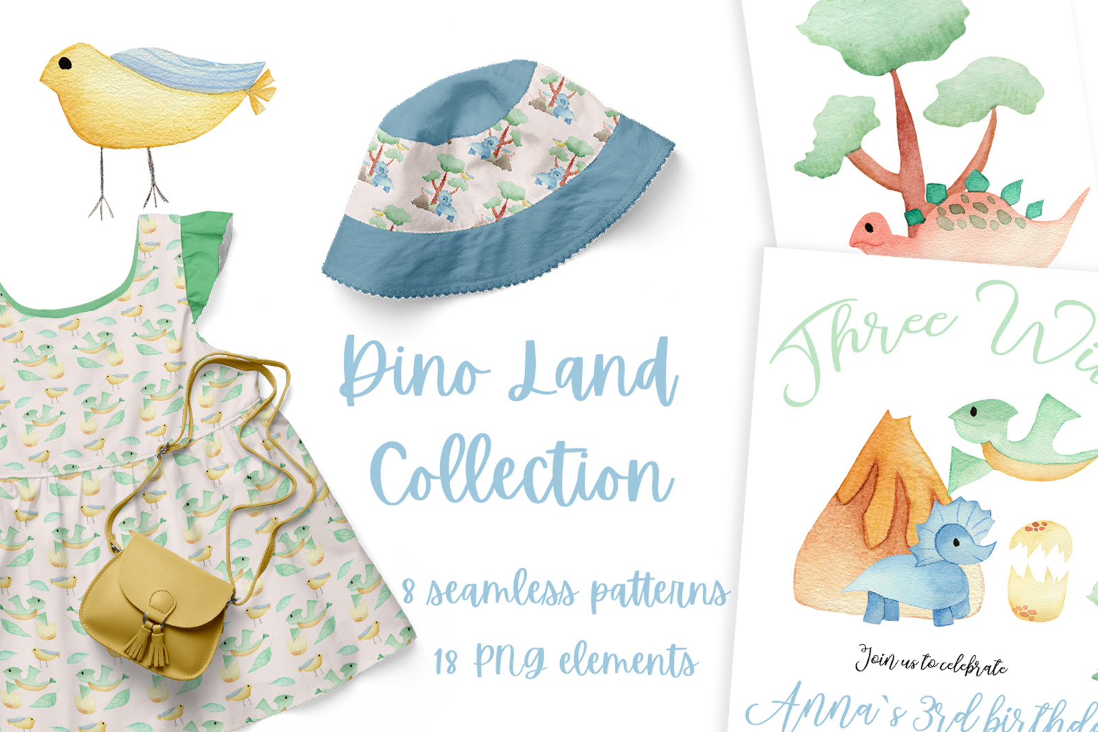 Dino Land - Watercolor Nursery Collection Dino Land - Watercolor Nursery Collection