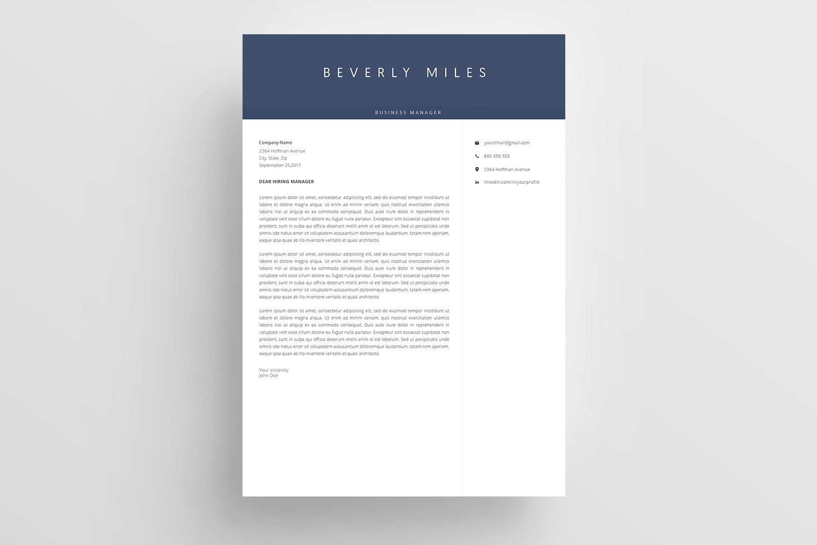 Resume Template + Cover Letter / 4 Pages / CV