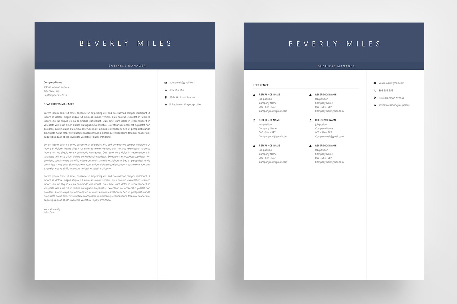 Resume Template + Cover Letter / 4 Pages / CV