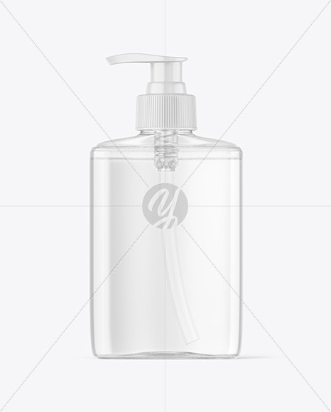 Clear Plastic Bottle with Pump Mockup