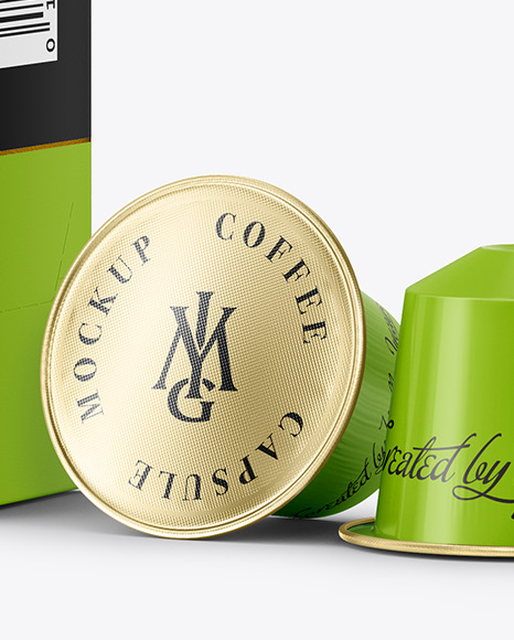 Coffee Capsules & Paper Box Mockup